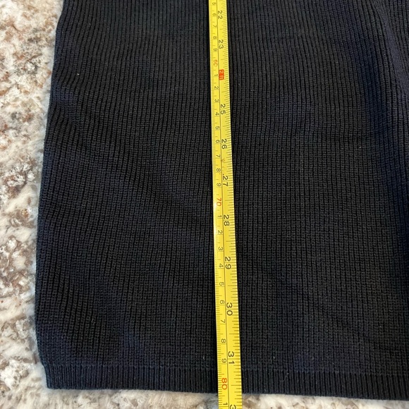 Small Medium Womens Sweater Dress Black Ribbed Long Sleeve Fall Winter Surplice - Picture 5 of 16